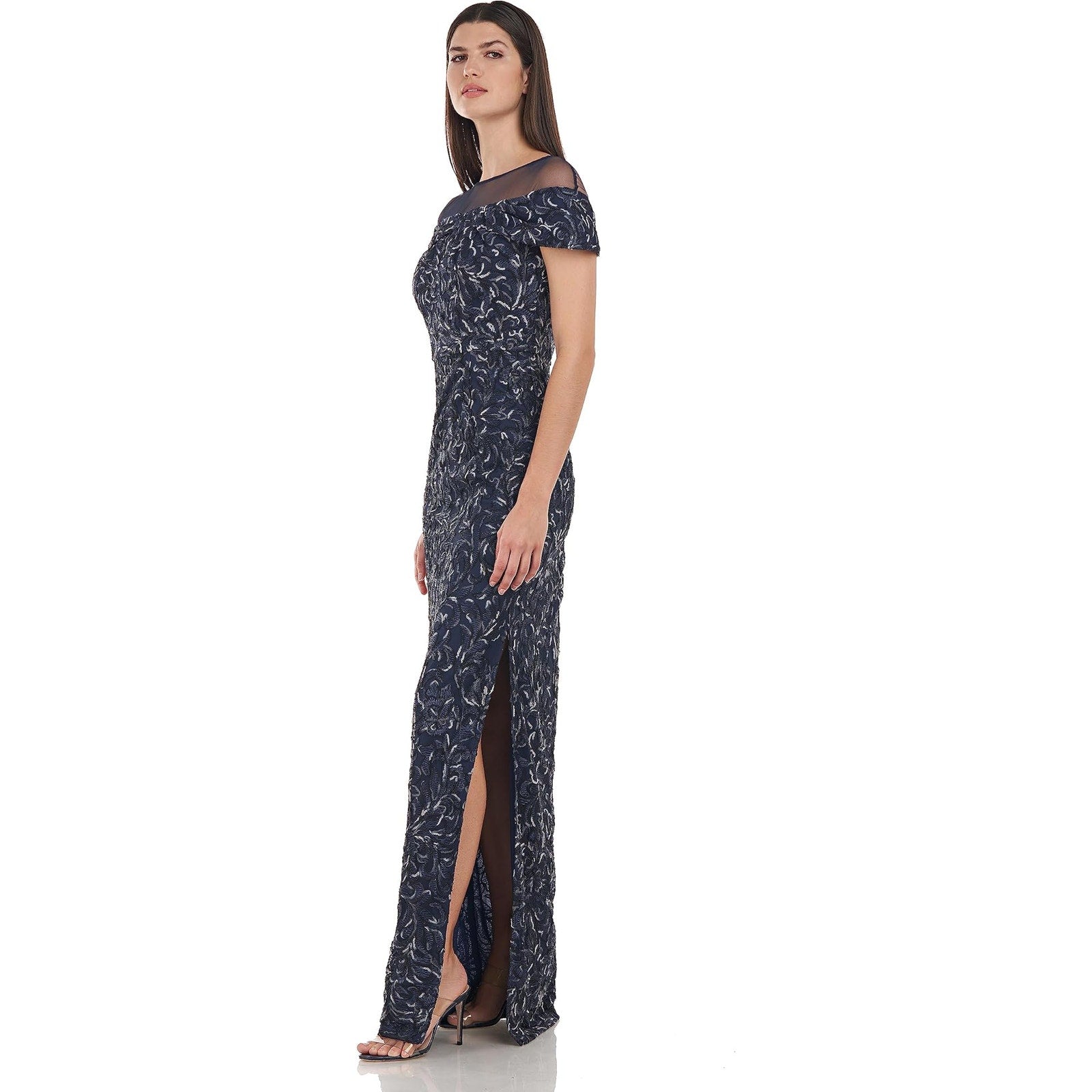 JS Collections Womens Size 16 Reese Twist Column Short Sleeve Lined Maxi Dress