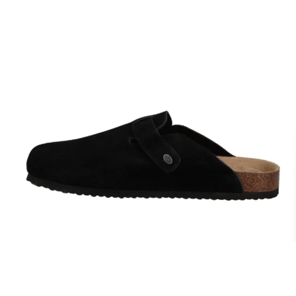 New In Box Khombu Mens Size 11 Black Faux Suede Damian Cork Slide On Mule Shoes