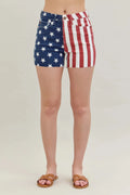 Judy Blue Jeans - Full Size High Waist Americana Flag Fray Hem Shorts