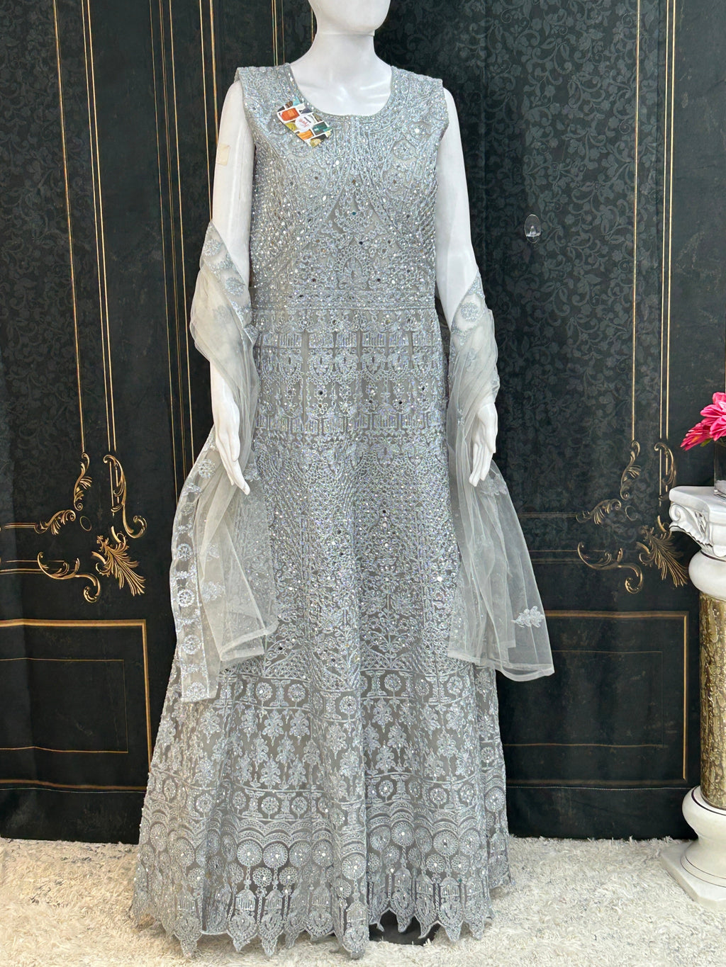 Silver Grey : Heavy party wear dress