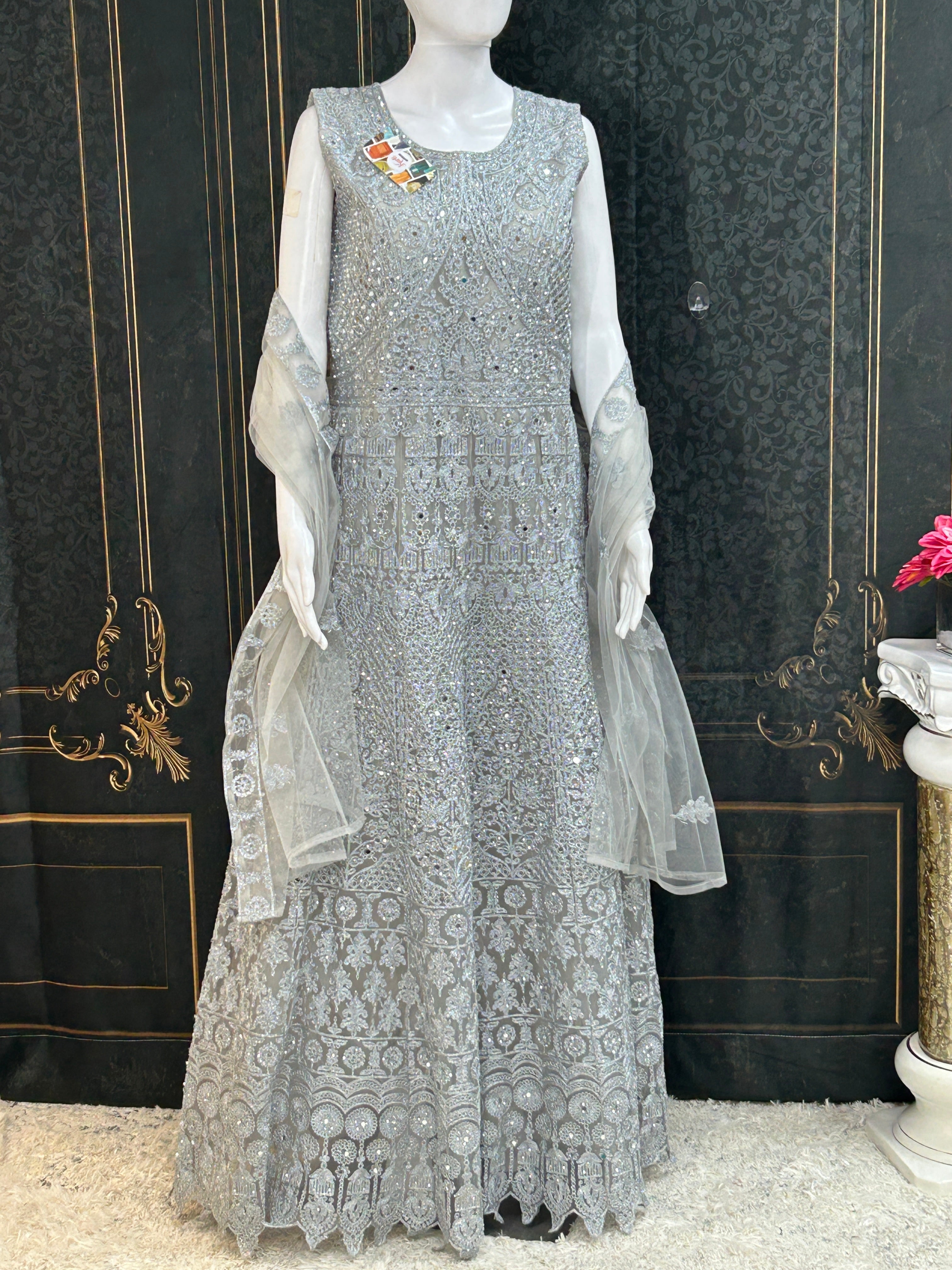 Silver Grey : Heavy party wear dress