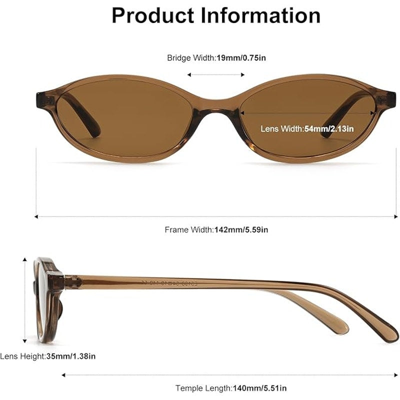 New 2-Pack ViewJoy Brown Black Retro Oval Cat Eye Sunglasses for Women Small Y2K