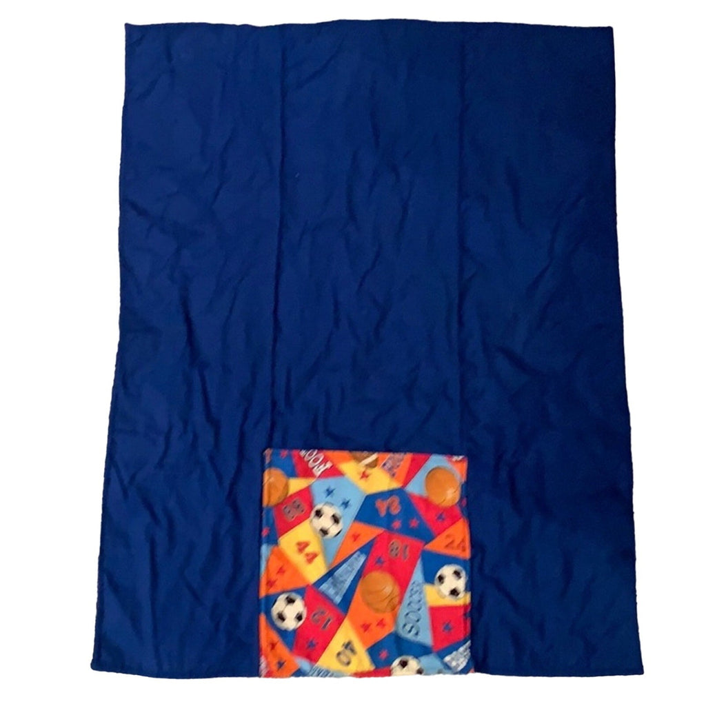 Handmade Foldup Pillow Childs Quilt Sports Baseball Soccer Kids Quilted Blanket