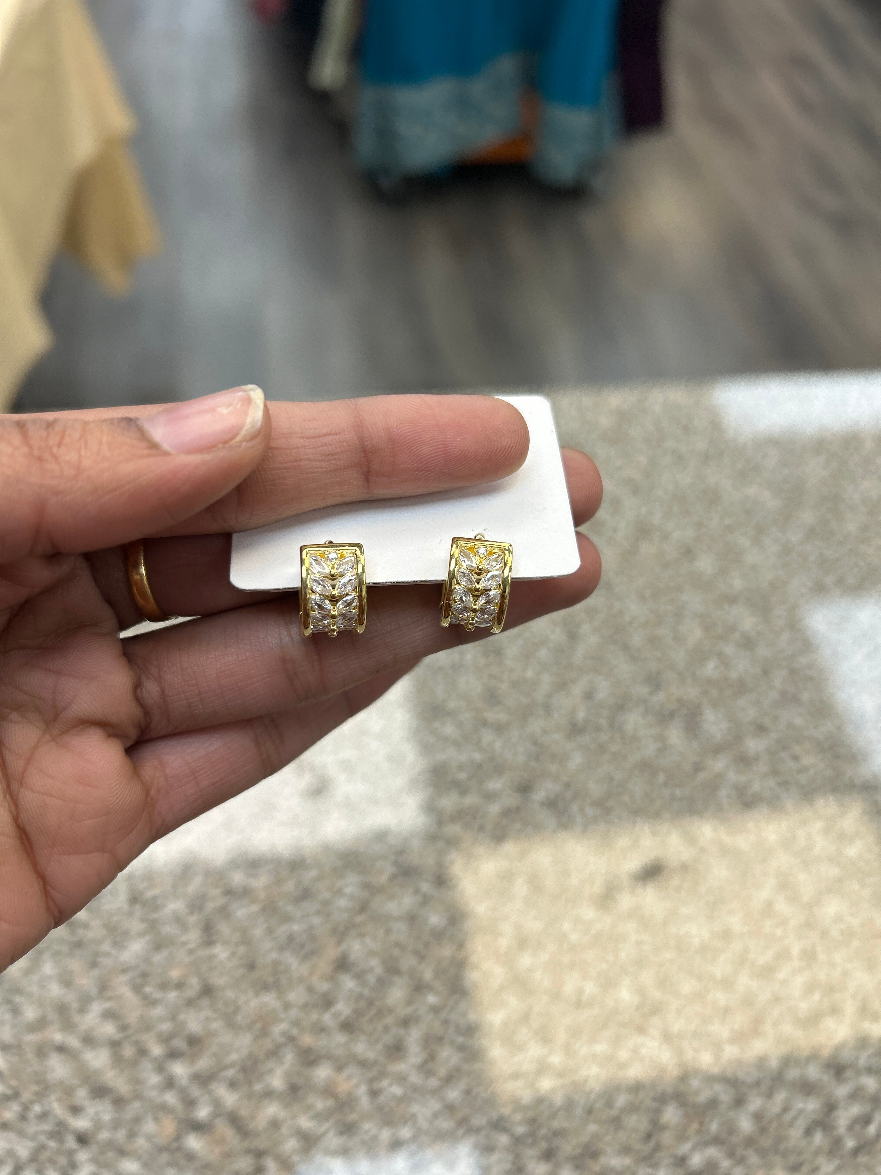Cz hoop ear rings