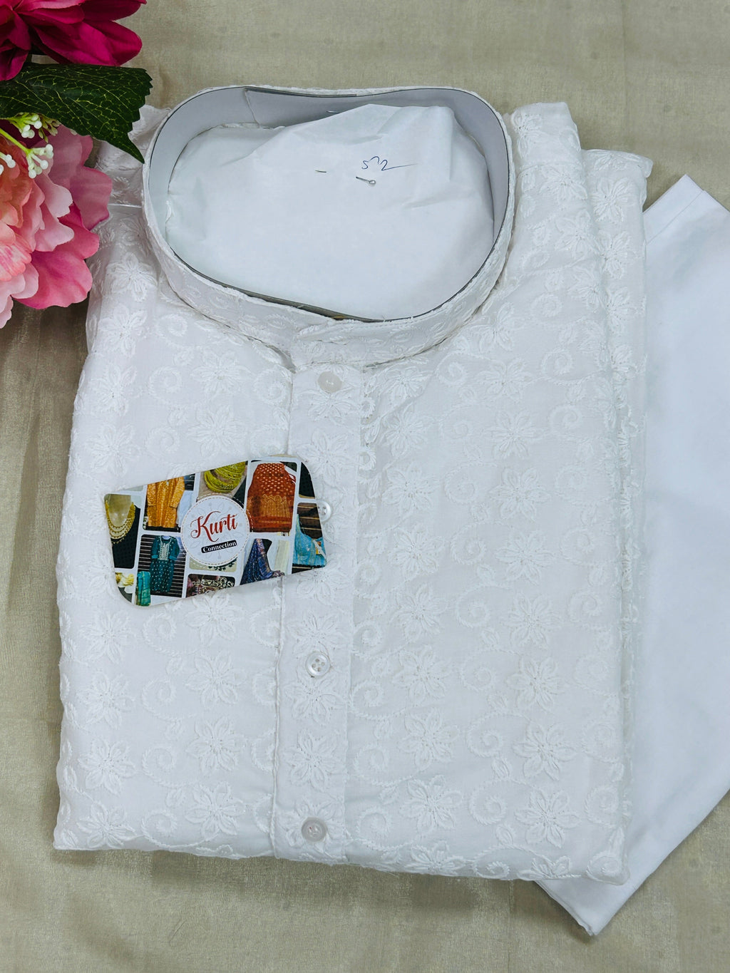 Plus size cotton chikankari Kurta set