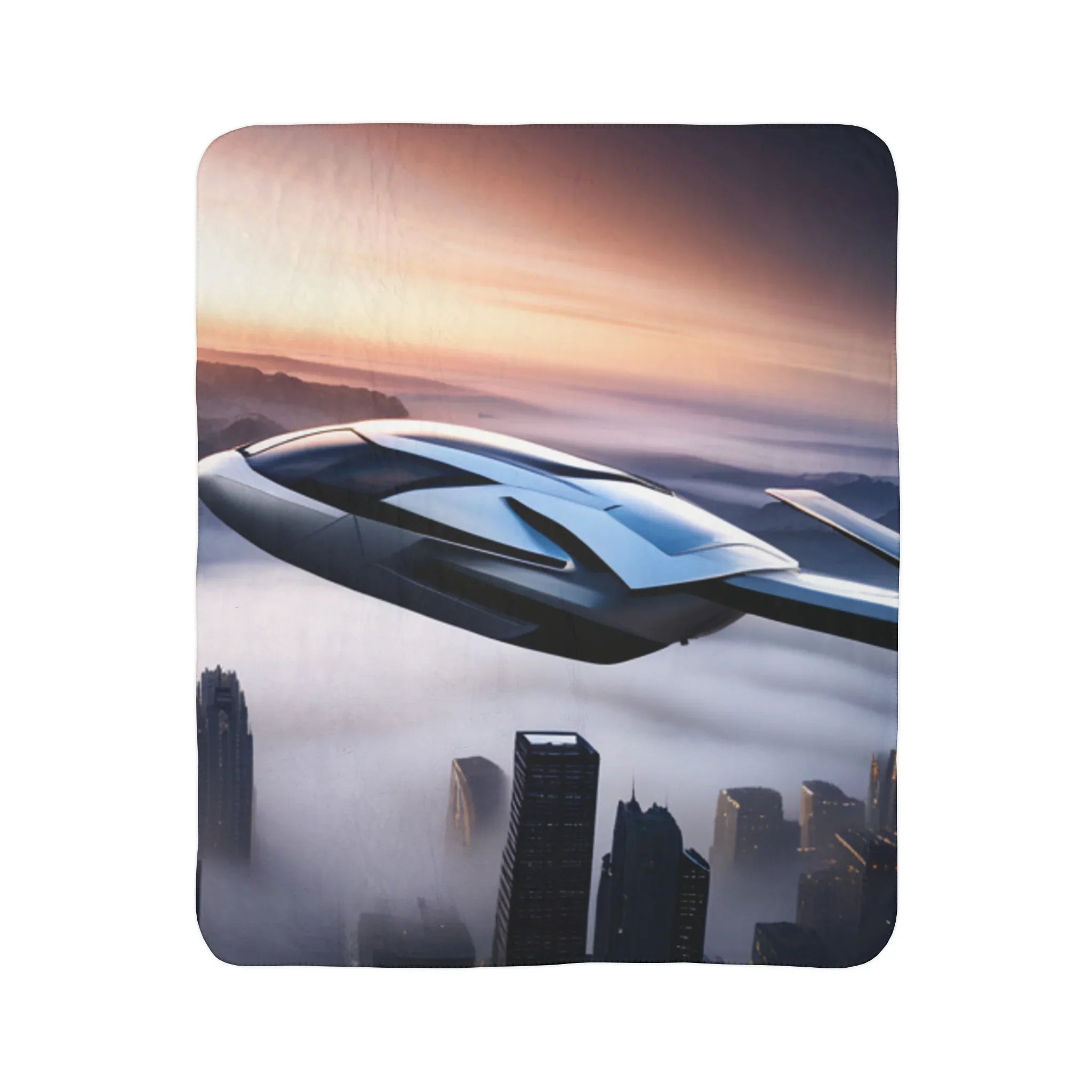 Futuristic Space Car Fleece Sherpa Blanket - Kids Edition