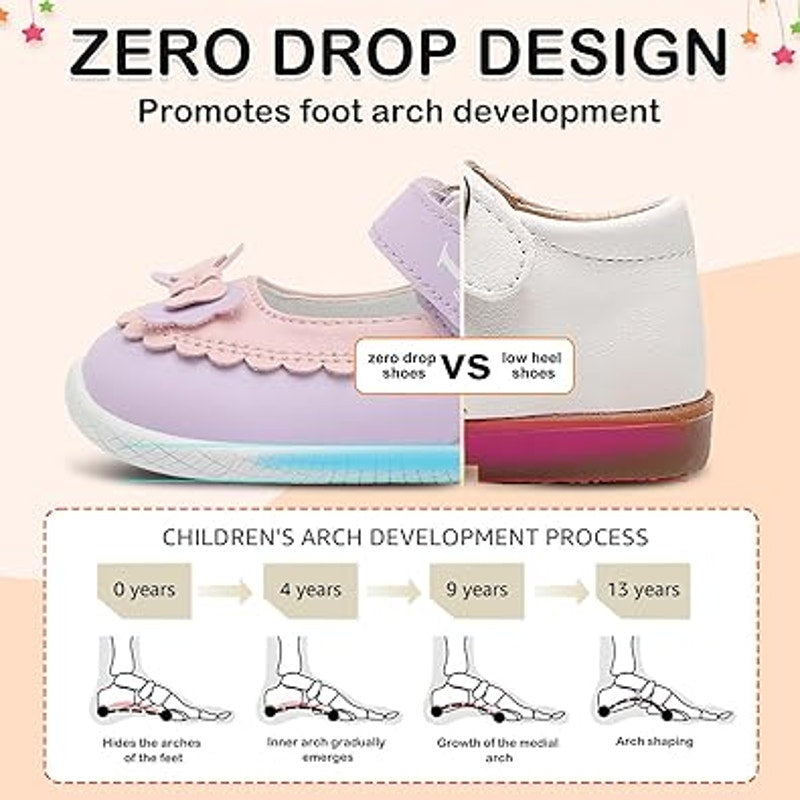 L-Run Toddler Girls 7.5 Mary Jane Hook & Loop Close Wide Toe Non Slip Shoes