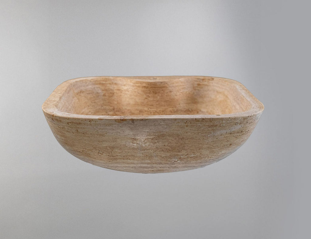 Travertine Vessel Sink | Natural Stone Bathroom Basin 18x18 inches USA | Luxury Marble Sink