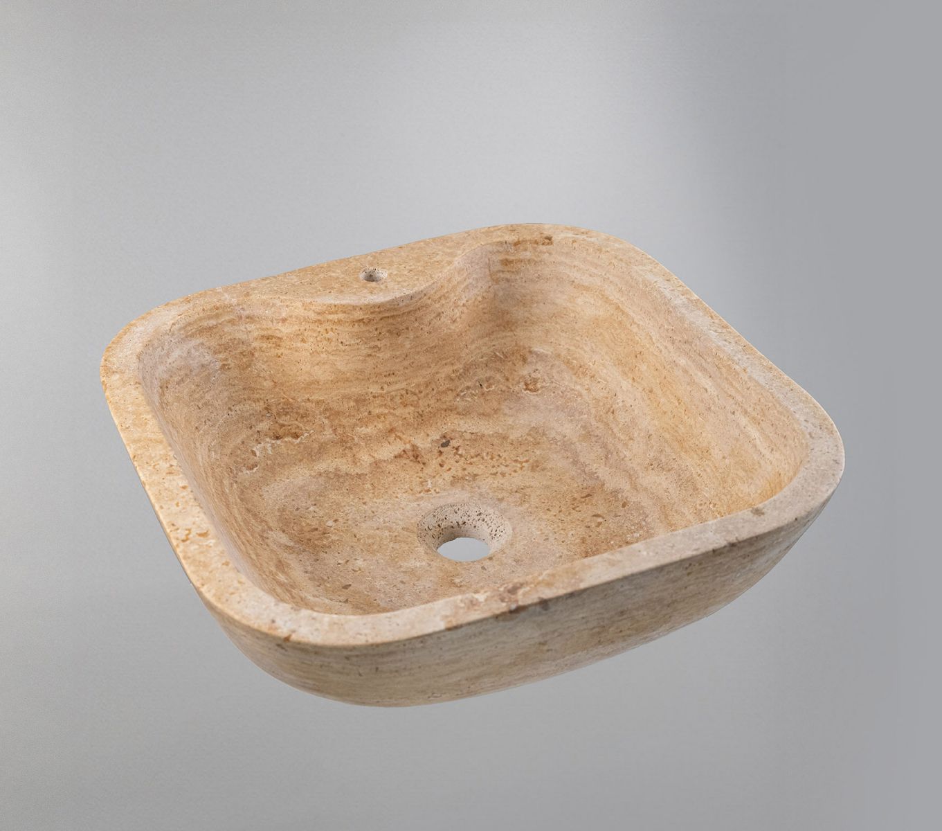 Travertine Vessel Sink | Natural Stone Bathroom Basin 18x18 inches USA | Luxury Marble Sink