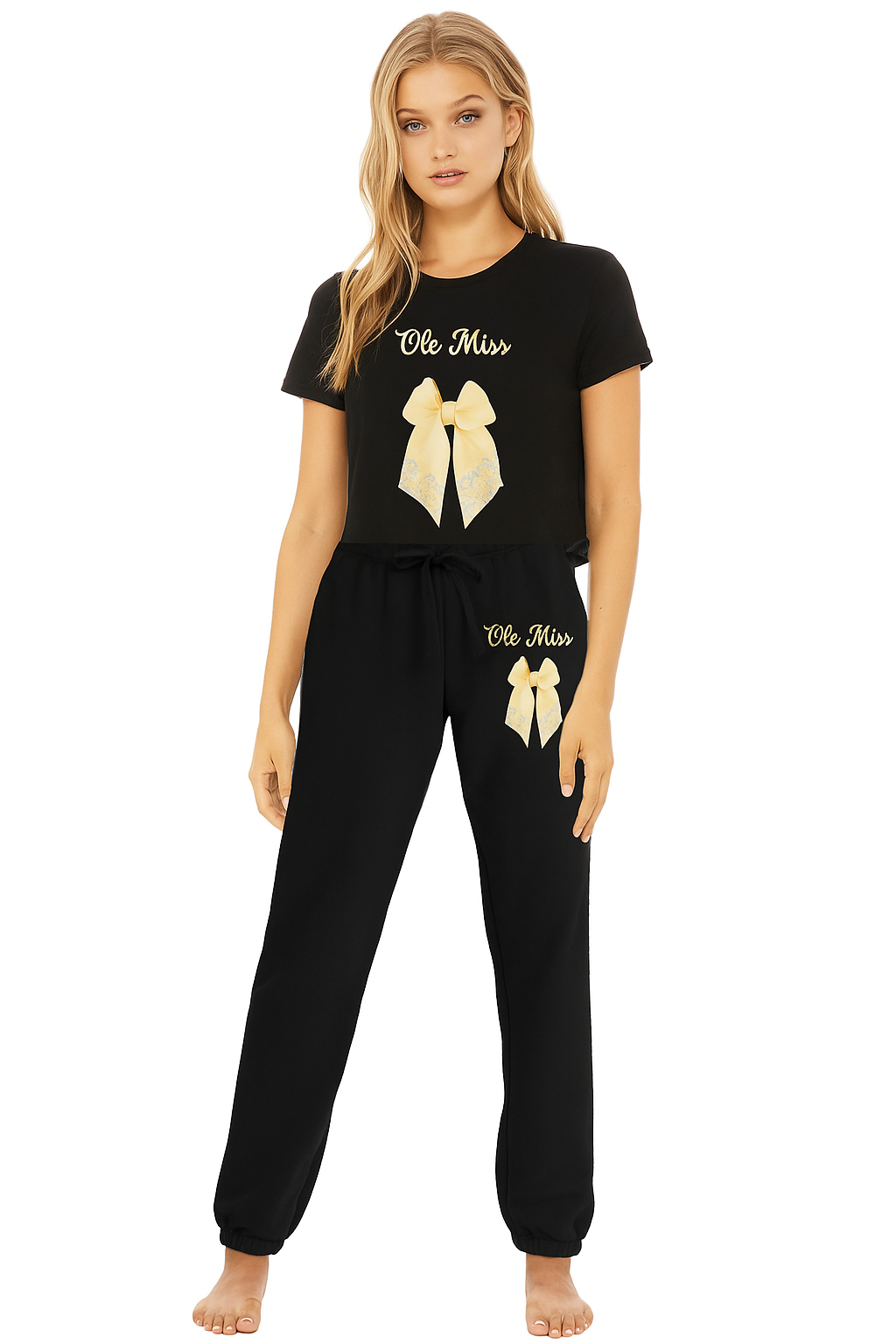 Customizable: Butter Yellow Floral Bow Sweats