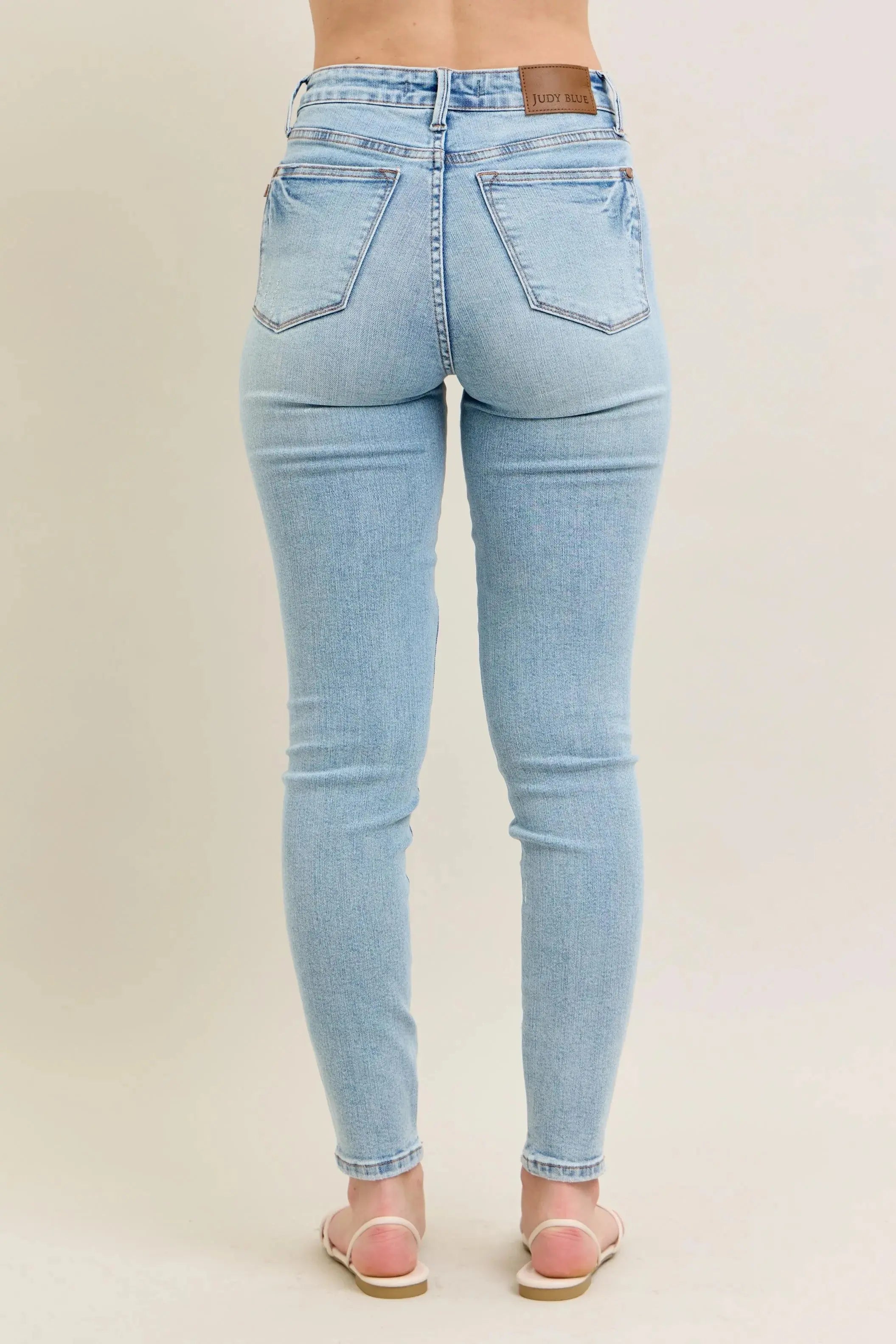 Full Size Mr Tummy Control Vintage Wash Skinny Judy Blue Jeans