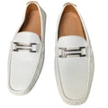 Bruno Marc Men Size 10.5 White Faux Leather Buckle Slide On Driving Loafer Shoes