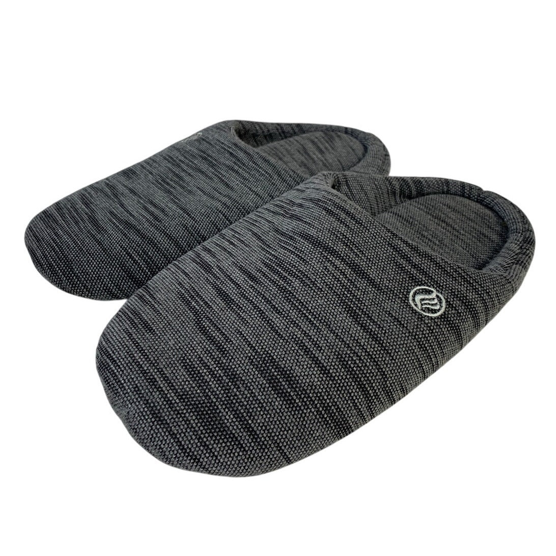 Mens Size 9-10 Gray Heathered Slippers Round Toe Slip On House Shoes