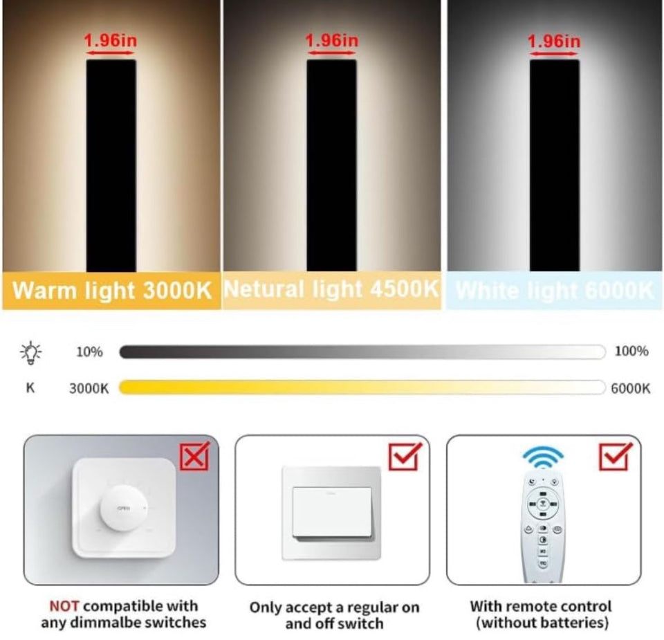 Levxhotty 59 inch Modern Outdoor Wall Lights,3000K-6000K Dimmable Outdoor Wall Sconce,Long Wall Light with Remote Control,Exterior Linear Wall Lightin