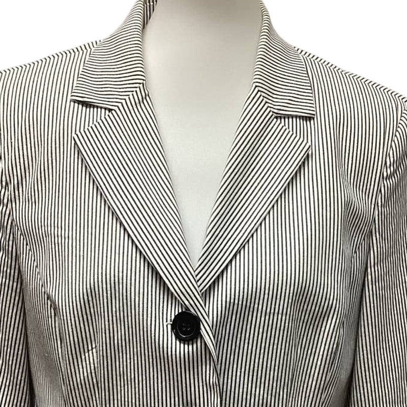 Dress Barn Medium Pin Stripe Cotton Blend Long Sleeve 3 Button Blazer Jacket