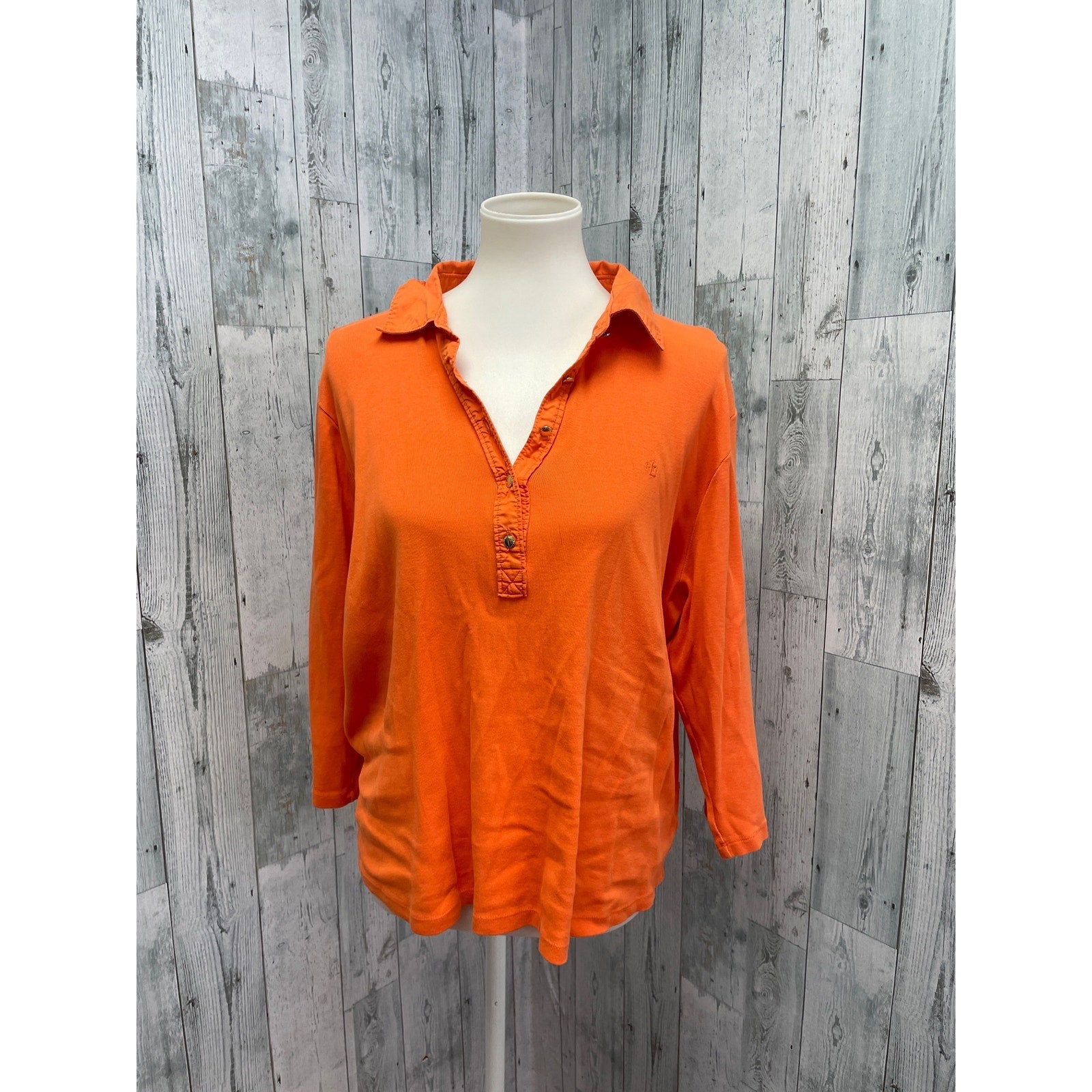 Lauren Ralph Lauren Womens Plus Size 2X 100% Cotton Long Sleeve Collared Shirt