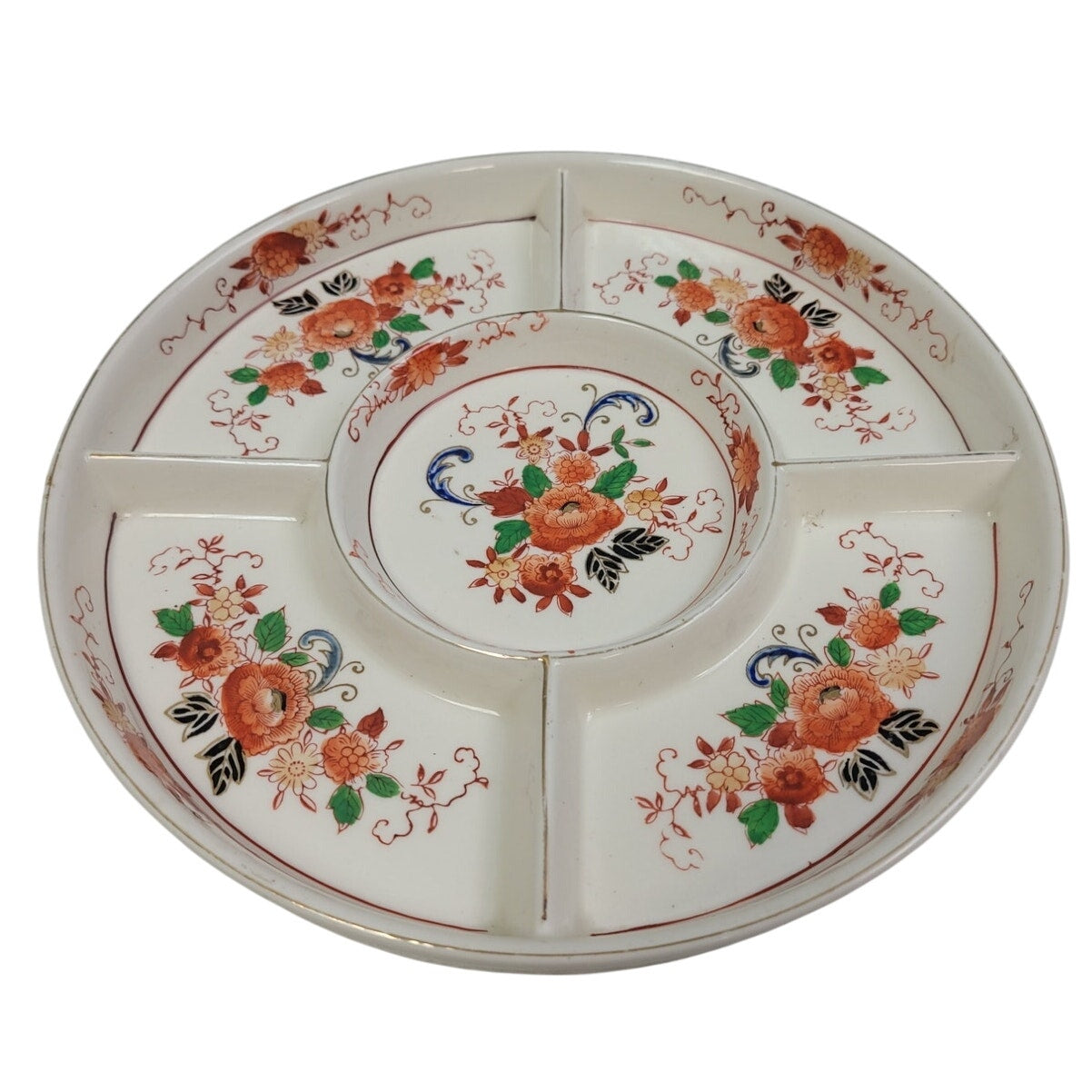 Vintage Made In Japan Floral Fine China Hand Painted Divided Plate Dish