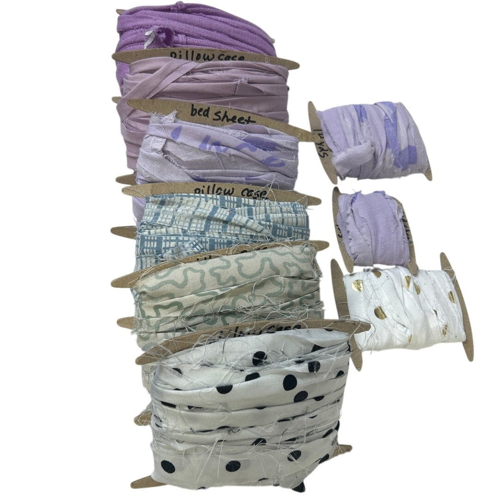 100+ Yards Handmade Upcycled Fabric Ribbon Yarn from Pillow Cases Bed Sheets