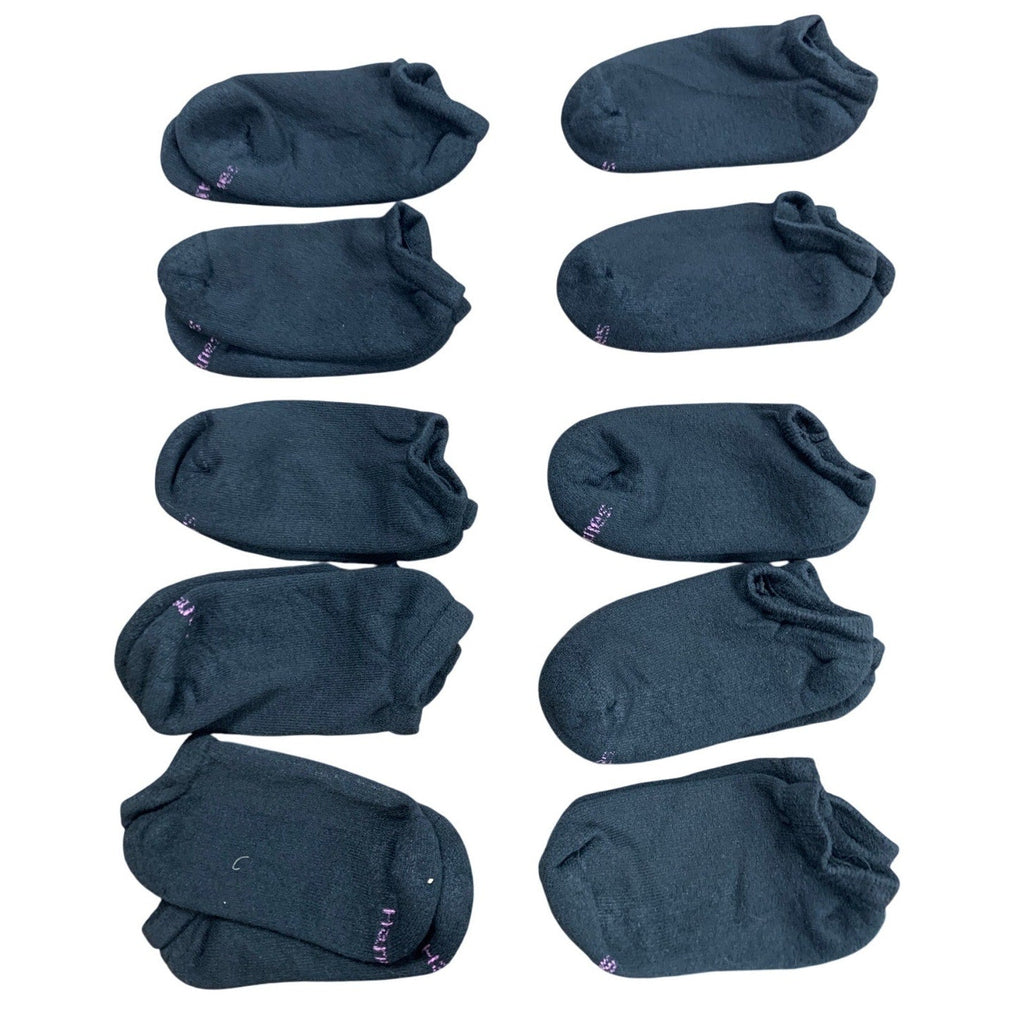 10-Pack Hanes Womens 5-9 US Black No Show Soft Moisture Wicking Socks