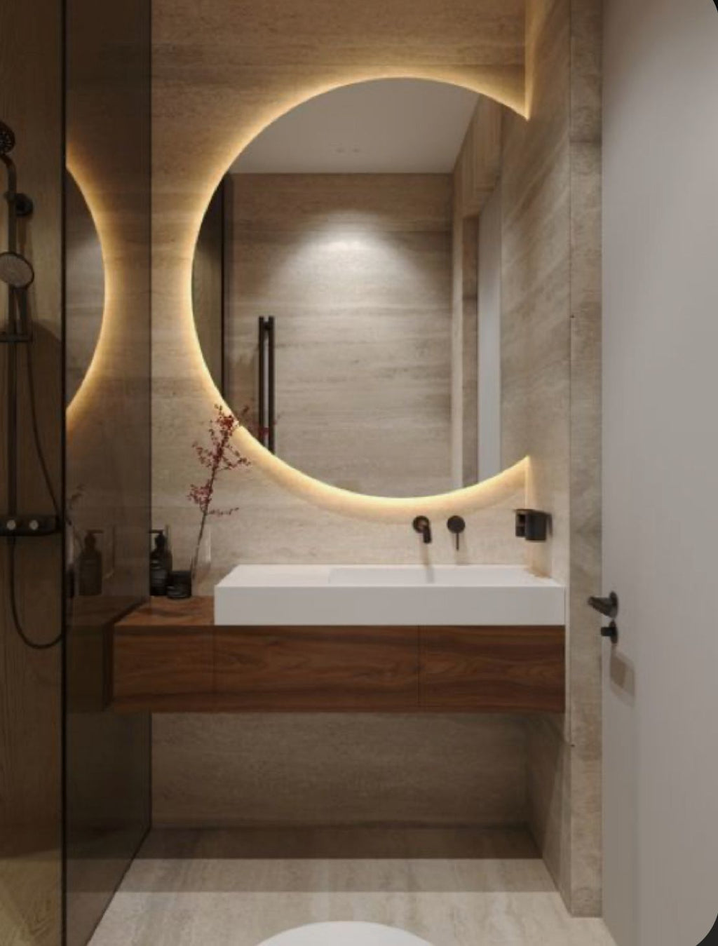 Round LED Bathroom Mirror with Backlight | Modern Lighted Vanity Mirror | Aypars Atelier