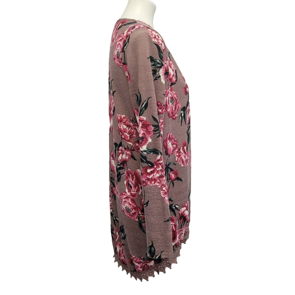 Charlotte Russe Womens Medium PolySpandex Long Sleeve Floral Open Cardigan