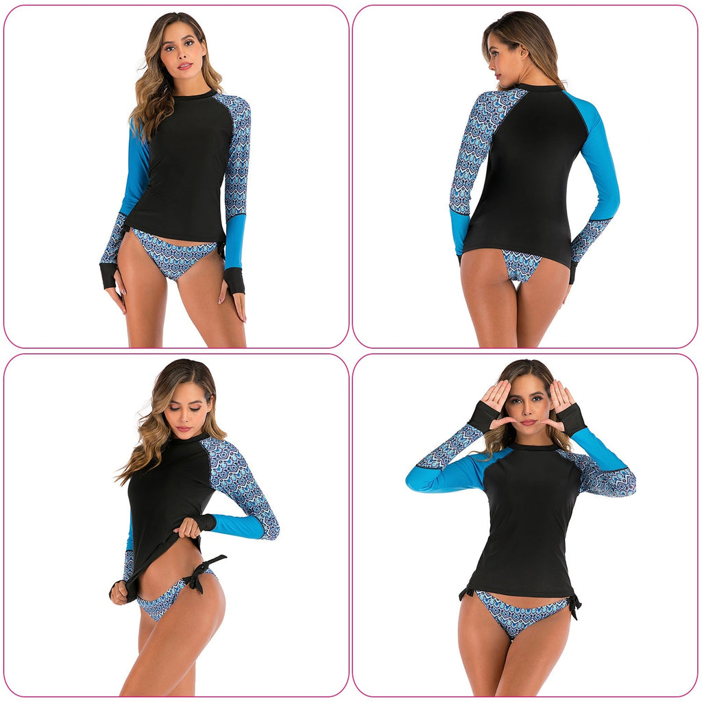 Women 2 Piece Long Sleeve Swimsuit