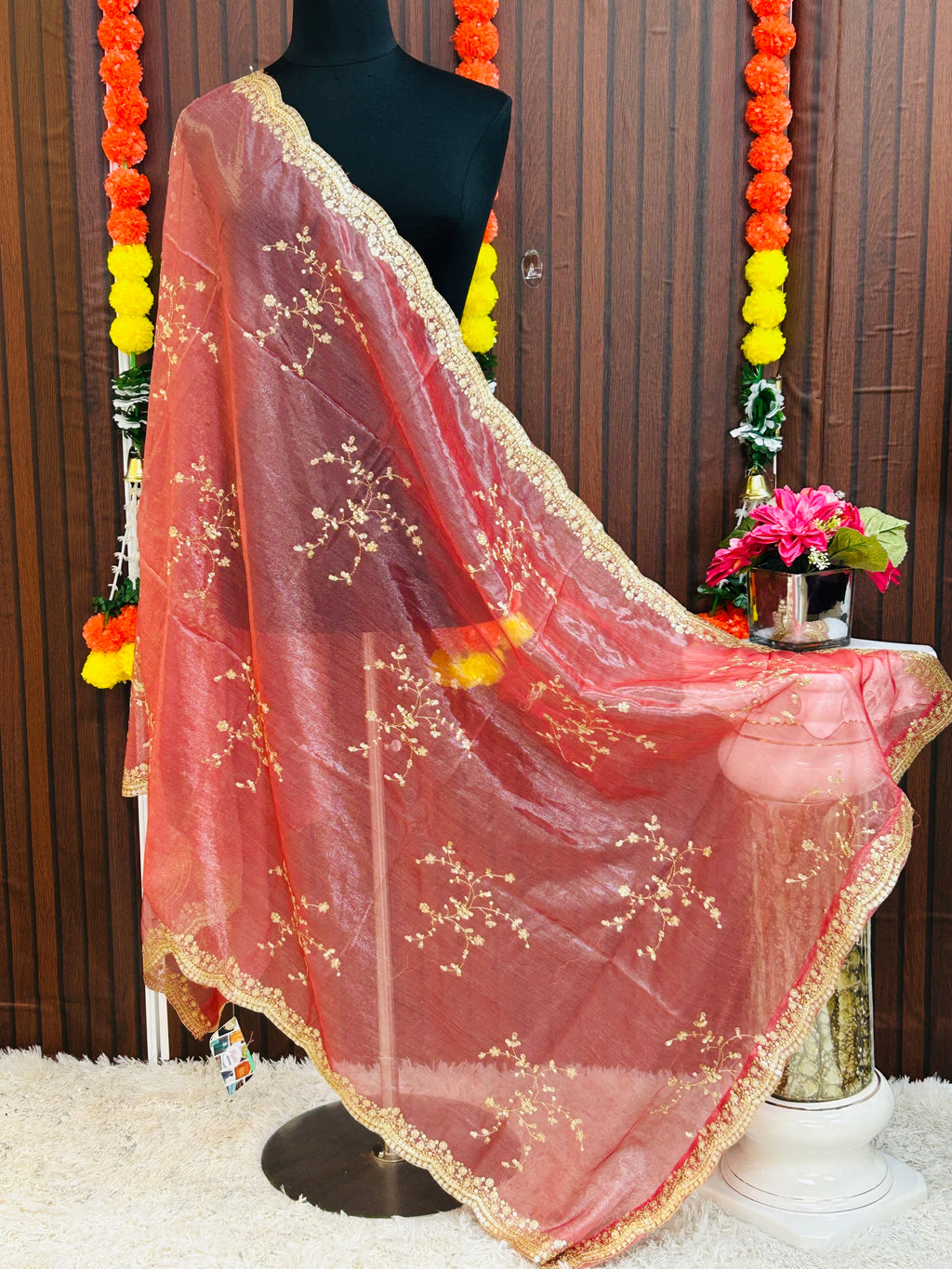 Tissue silk dupatta