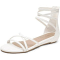 New Dream Pairs Womens Size 10 White Open Toe Ankle Strap Flat Sandal Shoes