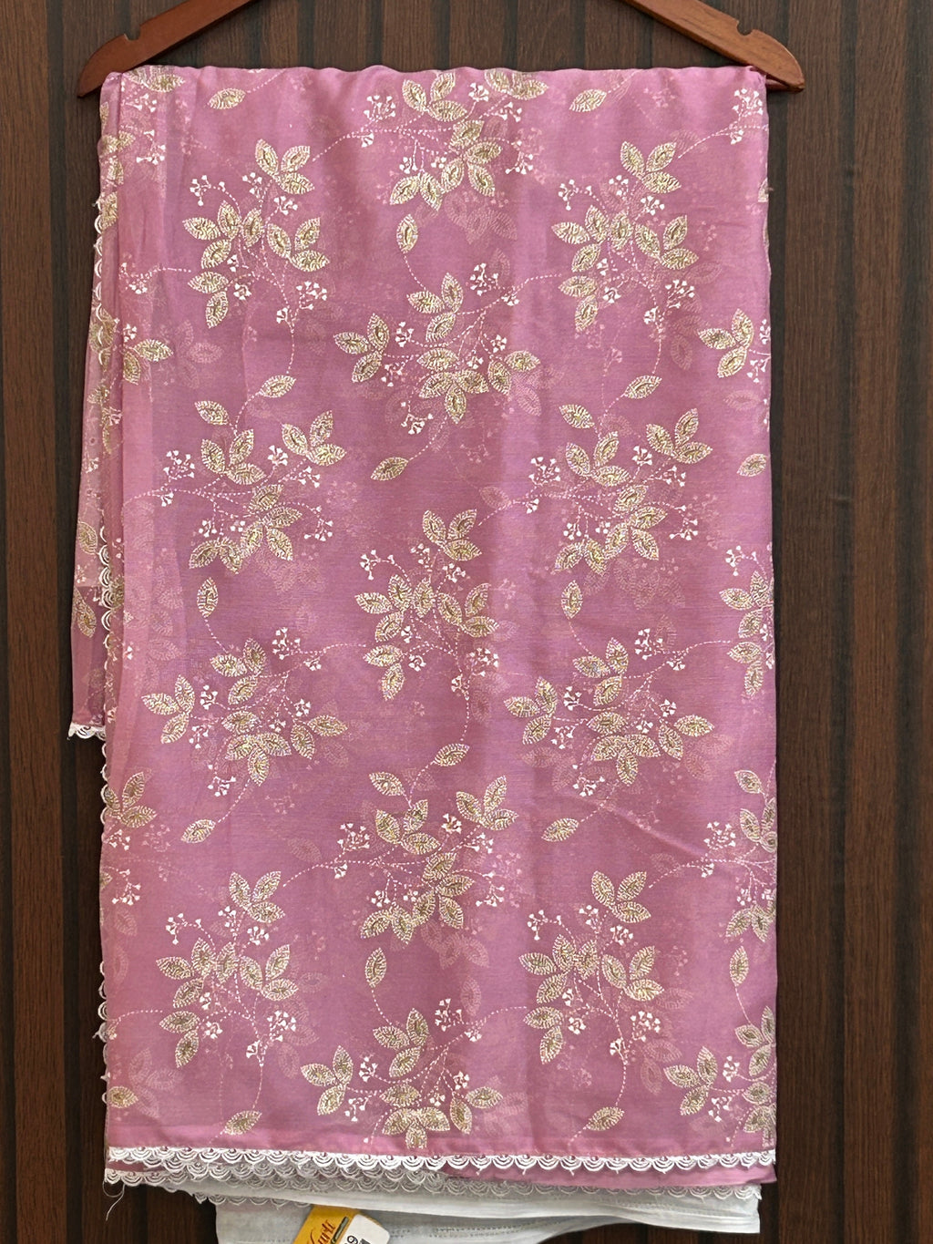 Printed chiffon saree : pink