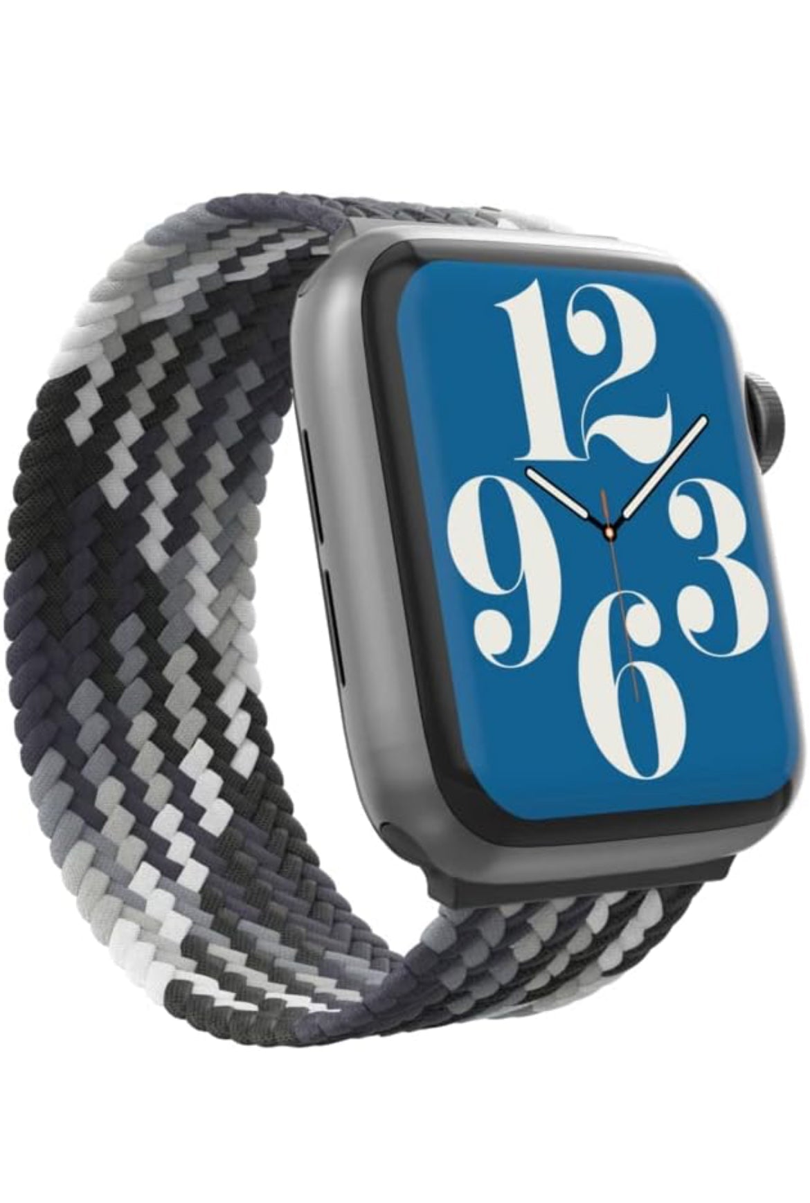 ZAGG Gear4 Braided Stretchy Solo Loop Band – LG – Storm - Compatible with Apple Watch 42mm 44mm 45mm, Elastic Strap Wristbands for iWatch Series 7/6/SE/5/4/3/2/1, Large (705009501)
