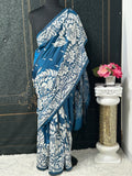 Kantha silk saree : fall pico done