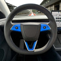 3M Gloss Fire Blue Tesla Steering Wheel Trim Decal Kit (3pcs) | Model 3