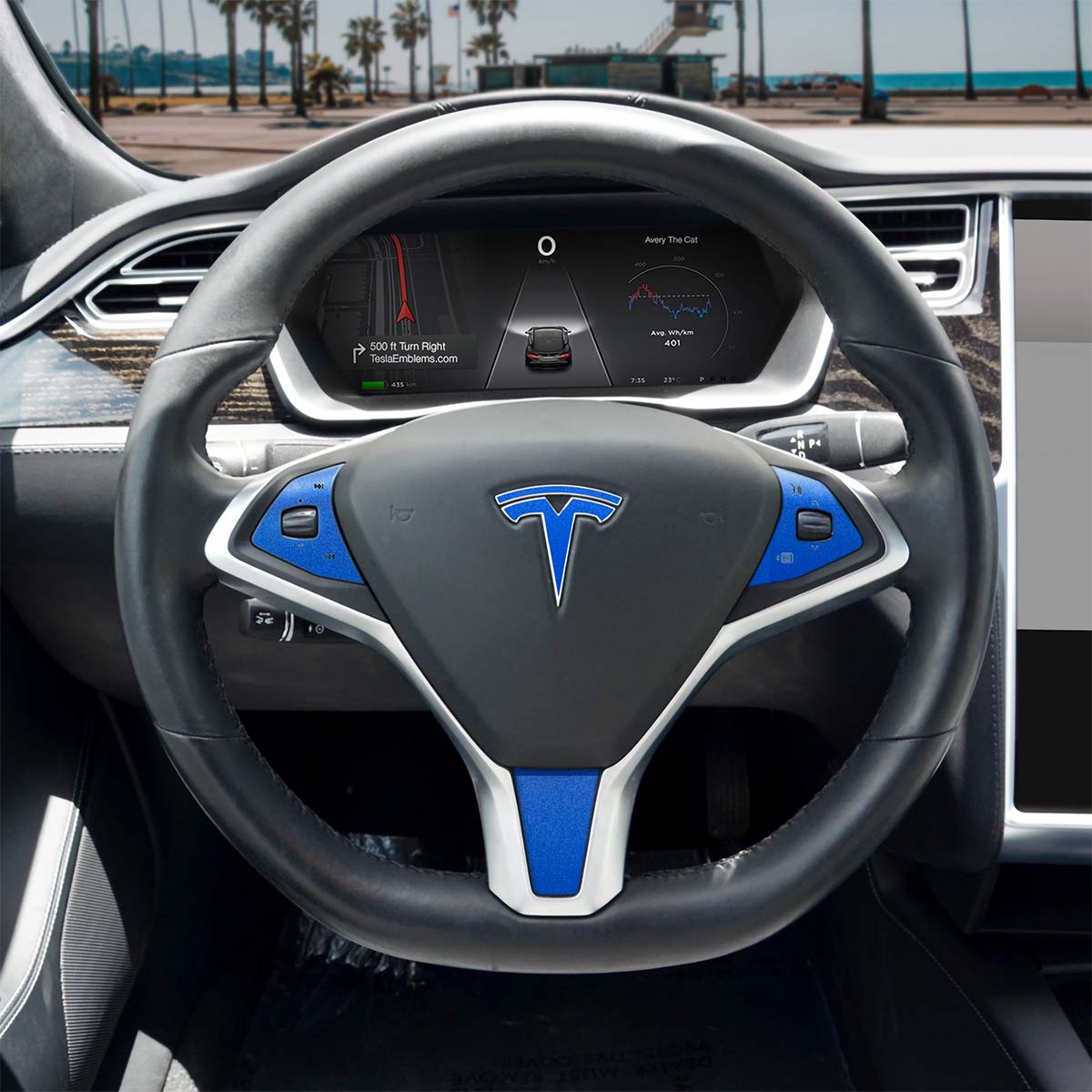 3M Gloss Fire Blue Tesla Steering Wheel Trim Decal Kit (4pcs) | MX 2015-'20