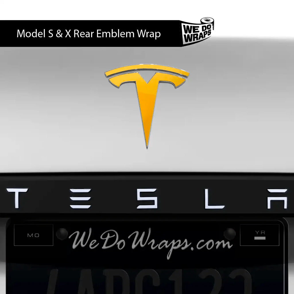 3M Gloss Sunflower Yellow Tesla Emblem Decals (Front + Back) | Model S
