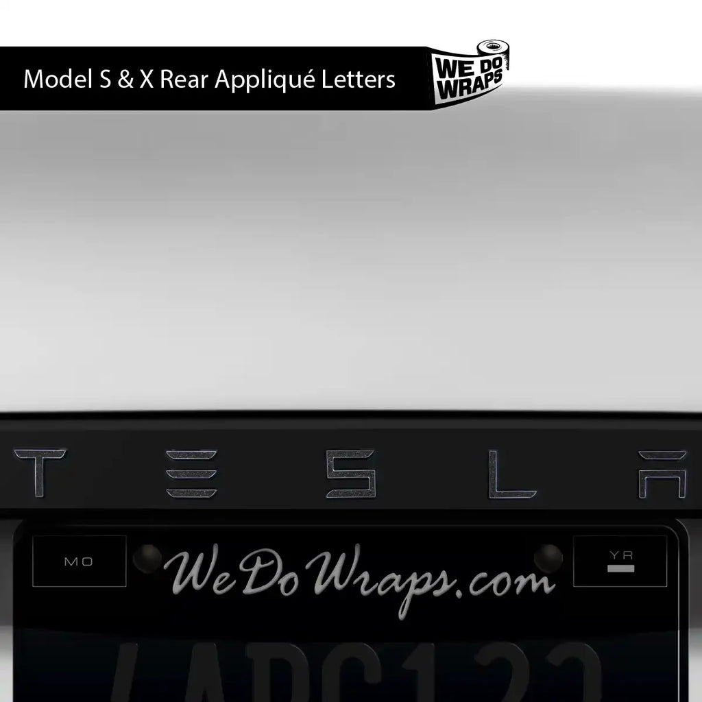 3M Matte Black Metallic Tesla Emblem Decals (Front + Back) | Model X