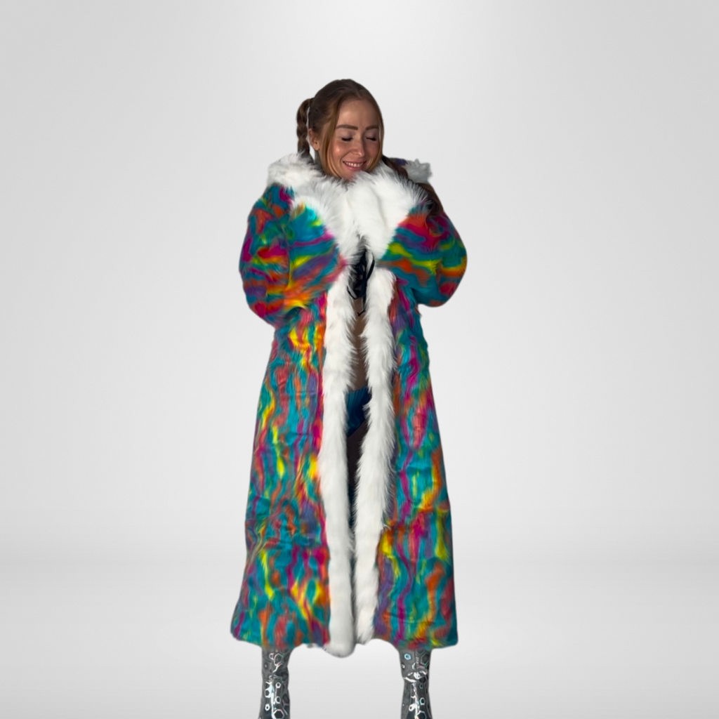 Rainbow Swirl Faux Fur Coat PRE ORDER