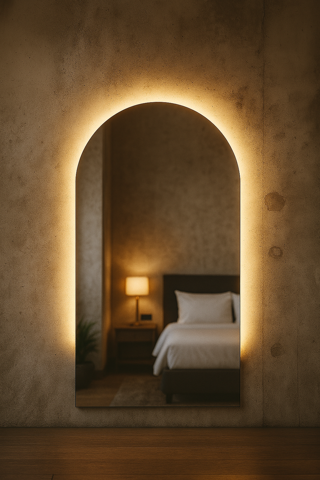 Arched LED Bathroom Mirror – Modern Lighted Vanity Mirror with Touch Sensor | Handmade Frameless Backlit Wall Mirror