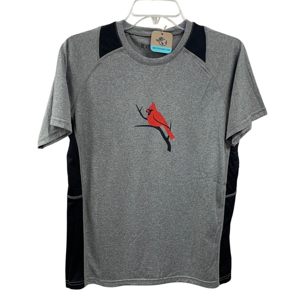 New Hand Printed Youth Boys Medium Red Cardinal Bird Short Sleeve Tee Shirt