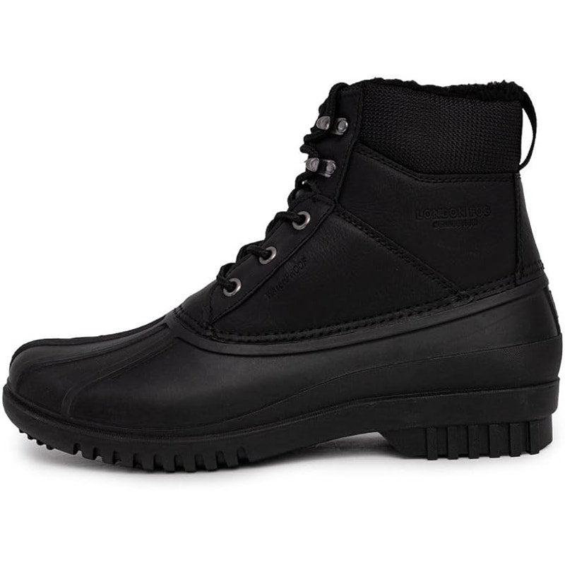 London Fog Mens Size 8 Black Aspen Thinsulate Lace up Waterproof Snow Boots