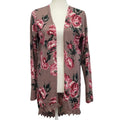 Charlotte Russe Womens Medium PolySpandex Long Sleeve Floral Open Cardigan