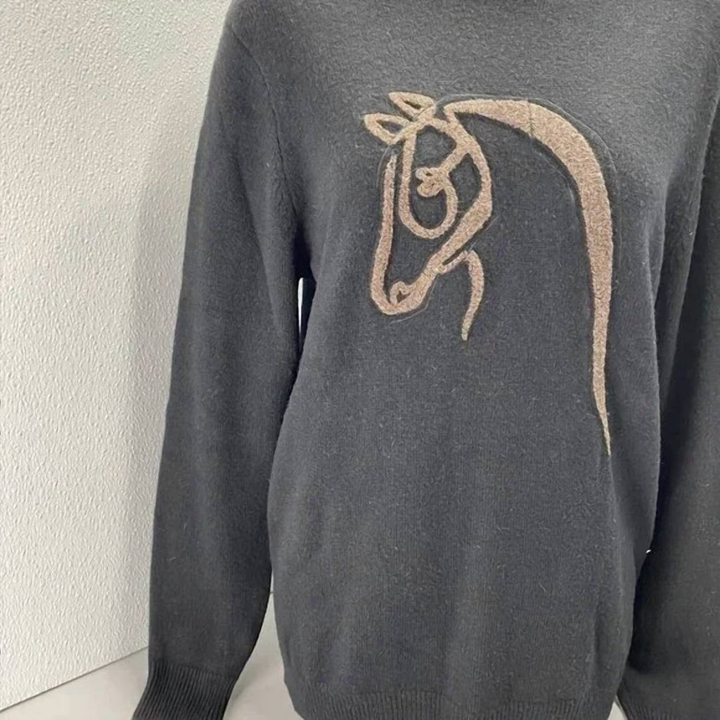 Women's Horse Outline Wool Cashmere Sweater