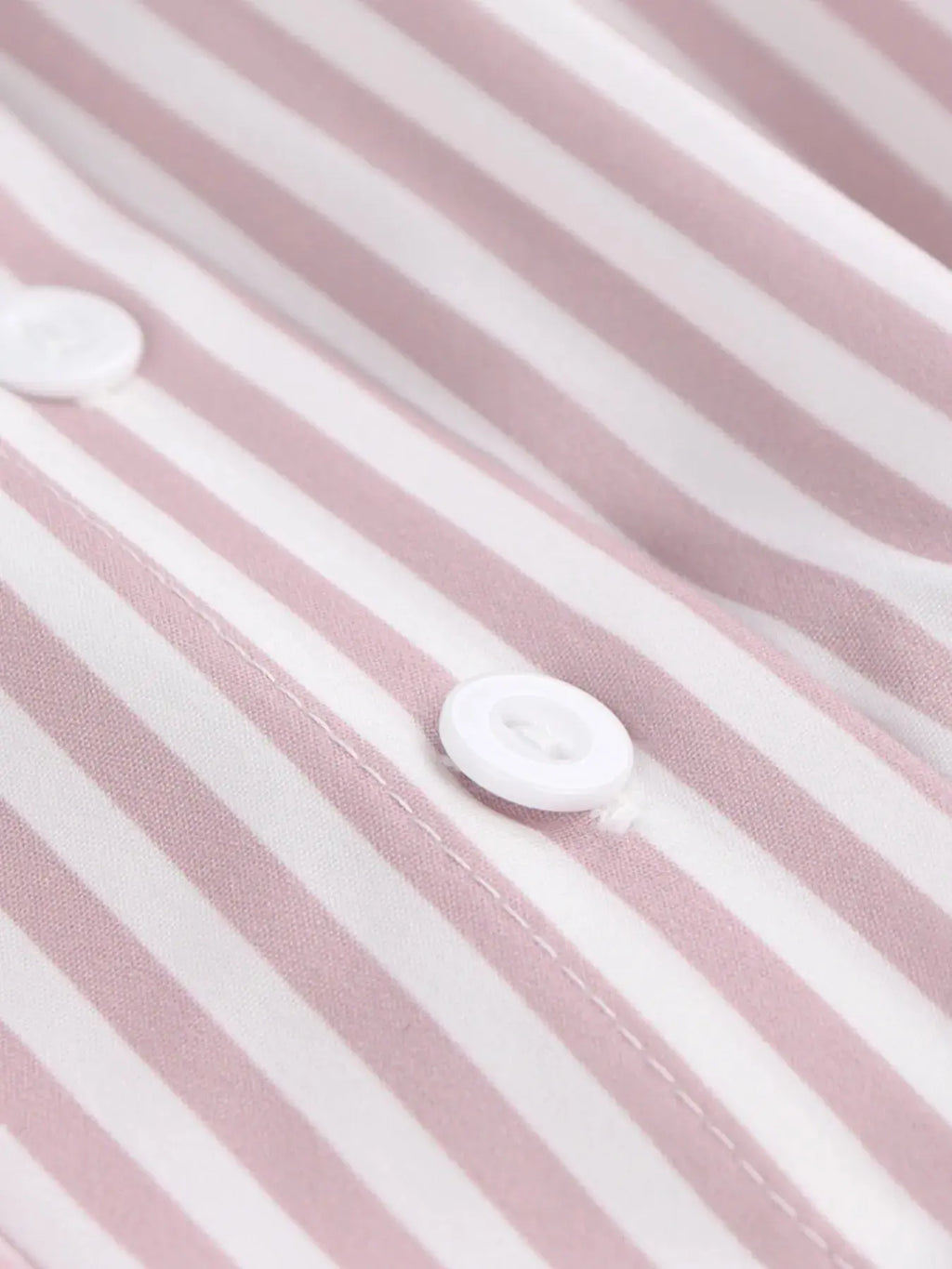 Pinstripe Puff Sleeve Cinched Waist Button Up Shirt