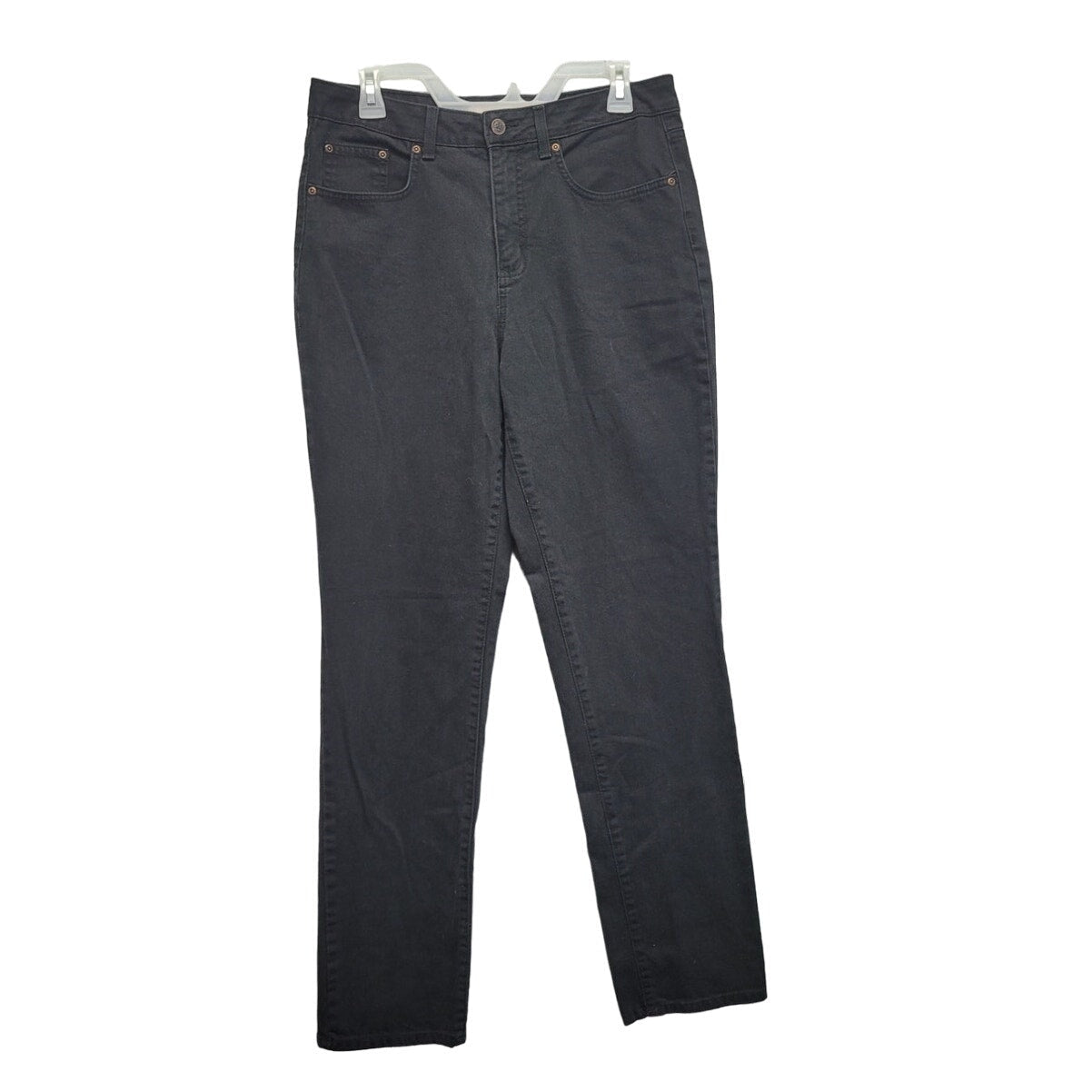 Faded Glory Womens 12 Tall Black Cotton Spandex Classic Denim Jeans w Pockets
