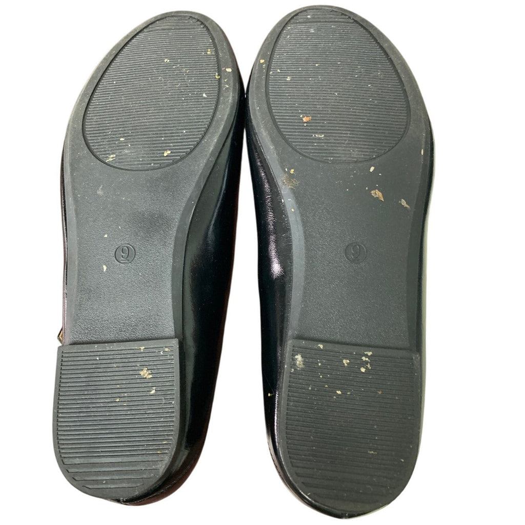 Trary Womens Size 9 Shiny Black Faux Leather Mary Jane Ballet Buckle Flat Shoes