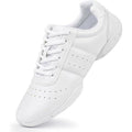 Smapavic Womens Size 9.5 White Faux Leather Lace Up Athletic Cheer Sneaker Shoes