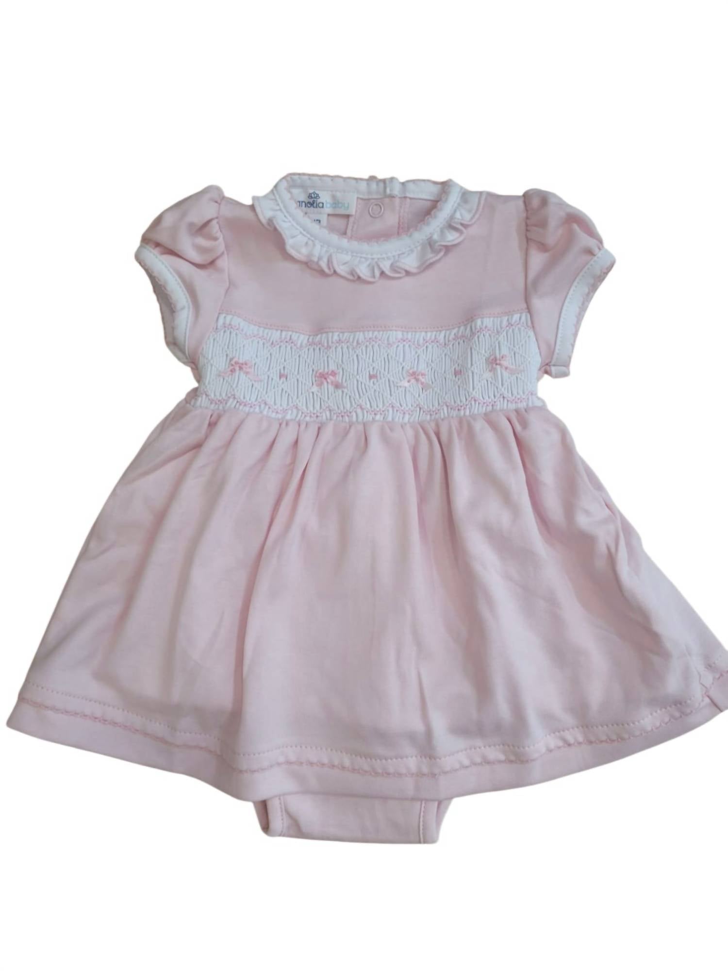 Girl's Amelia's Classic Solid Smocked Short Sleeve Dress Set