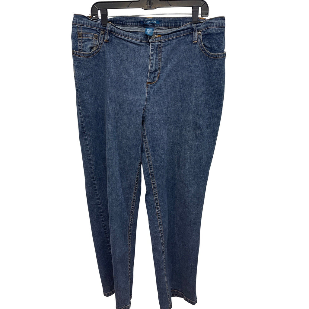 Blue Couture Size 18W Tall Straight Leg Stretch Cotton Blend Denim Blue Jeans
