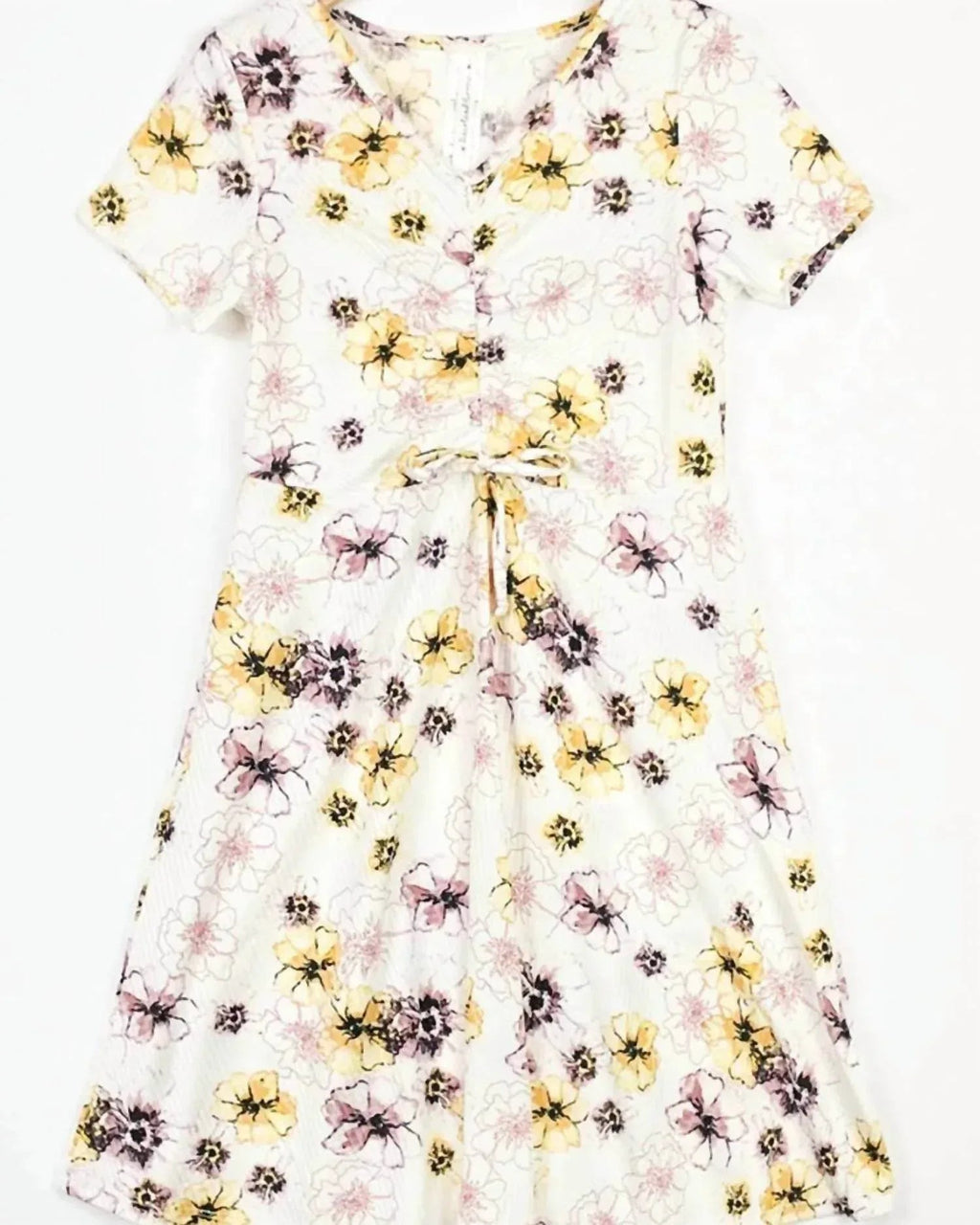 Girls' Ruched Front Floral Dress