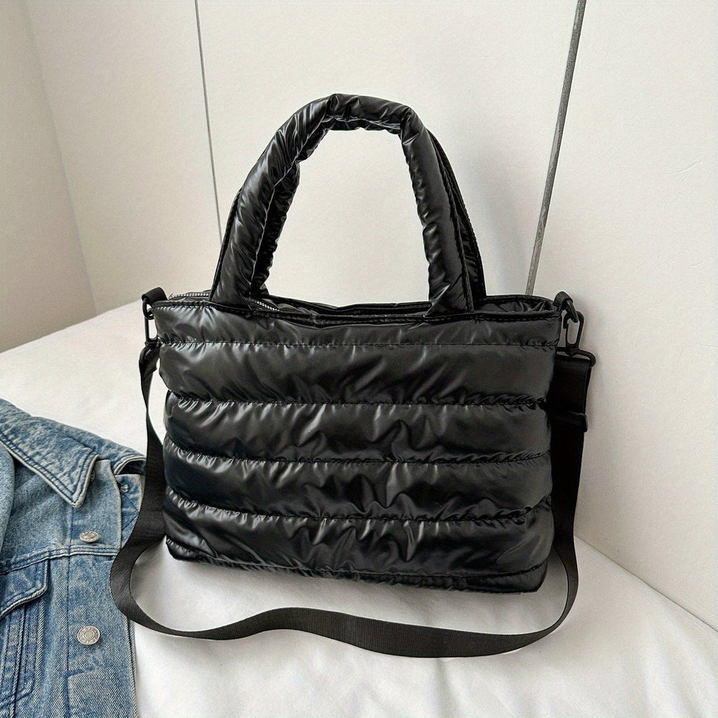 Large Capacity Quilted Crossbody Bag with Multi-Tiered Pockets