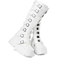 Celnepho Womens Size 10.5 White Faux Leather 3.5" Wedge Platform Knee High Boots